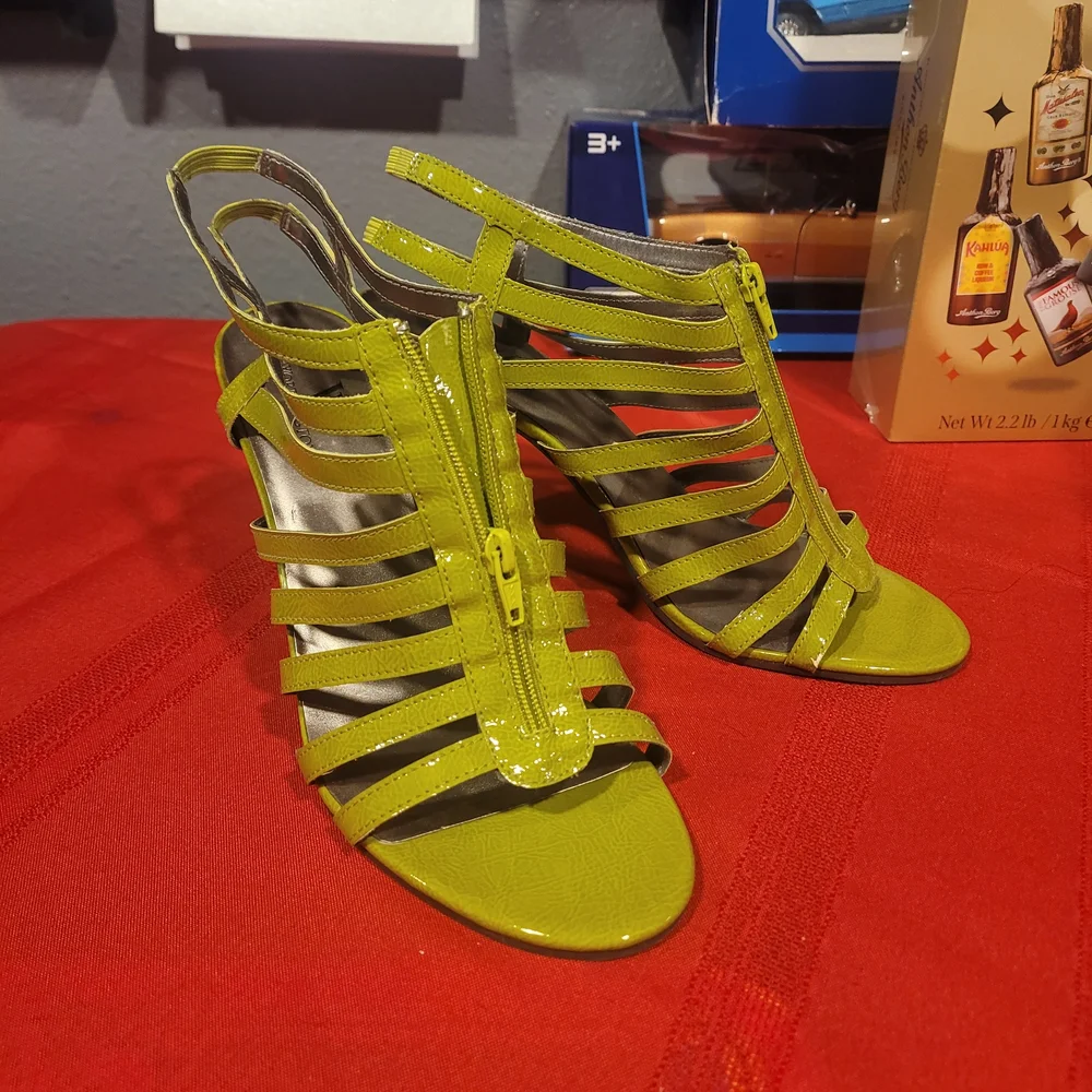 Lime Green Strappy Women's Sandals - Picture 1 of 4
